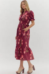 Felicity Floral Puff Sleeve Midi Dress