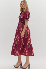 Felicity Floral Puff Sleeve Midi Dress