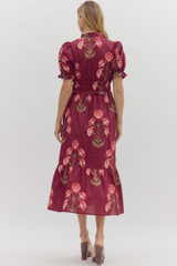 Felicity Floral Puff Sleeve Midi Dress