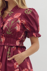 Felicity Floral Puff Sleeve Midi Dress