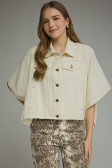 Scout short sleeve denim jacket in ecru