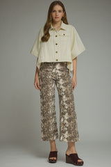 Scout short sleeve denim jacket in ecru