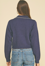 Mabel scallop edge cardigan in navy