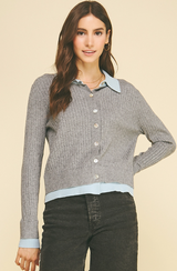 Tess layered cardigan in charcoal