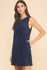Vera sleeveless mini dress in navy