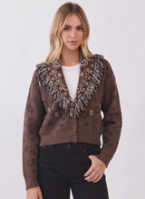 Dolly fringe cardigan in espresso