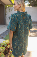 Stella jacquard mini dress in teal