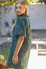 Stella jacquard mini dress in teal