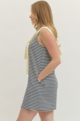 Wren mini knit dress in cream stripe