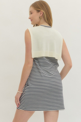 Wren mini knit dress in cream stripe