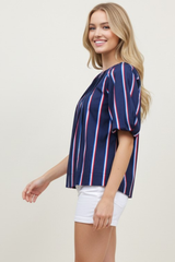 Taylor puff sleeve top in navy
