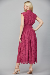Lila zip front lace dress in Merlot