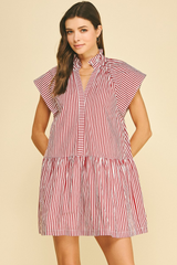 Aria mini stripe dress in red