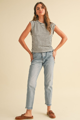 June stripe tie side tee