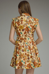 Viola mini dress in tan floral