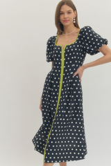 Daisy polka dot midi dress