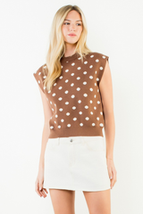 Quinn polka dot top in Brown