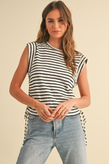June stripe tie side tee