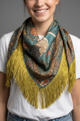 Fringe scarf in Peacock