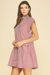 Aria mini stripe dress in red