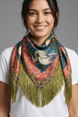 Fringe scarf in Aegean