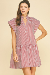 Aria mini stripe dress in red