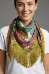 Fringe scarf in Emerald