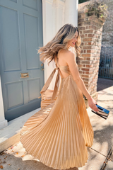 Bea Halter dress in gold