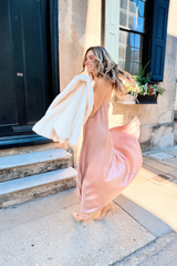 Mia strapless pleated dress