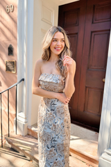 Megan floral strapless dress