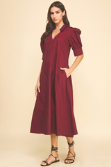 Avery midi dress in maroon