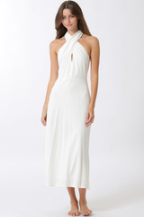 Eden halter midi dress in white