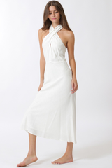 Eden halter midi dress in white