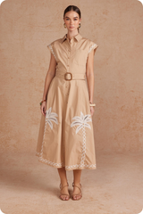 Ruby midi dress in taupe