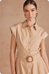Ruby midi dress in taupe