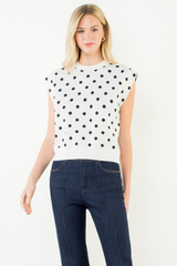 Quinn polka dot top in Cream