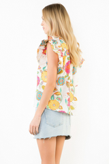 Noelle flutter sleeve top in cream