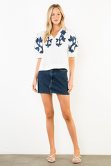 Sophia embroidered top in white