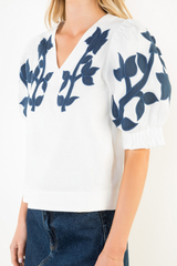 Sophia embroidered top in white