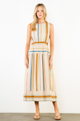 Cassie stripe midi in taupe