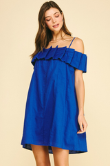 Hallie ruffle mini dress in blue