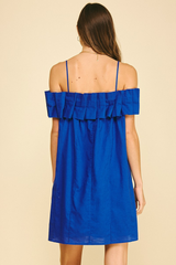 Hallie ruffle mini dress in blue