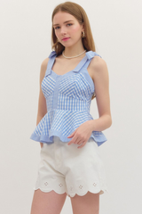 Maple peplum top in blue