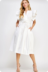 Maggie midi dress in white