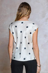 Celeste polka dot top