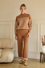 Aya stripe pullover in camel
