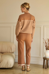 Aya stripe pullover in camel