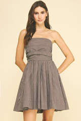 Emily strapless mini dress in brown