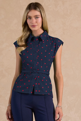 Lennox dot top in navy