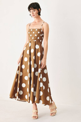 Meyer dot midi dress in brown